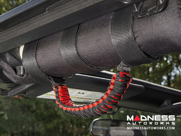 Jeep Wrangler TJ Para cord Grab Handles - Red on Black - Pair